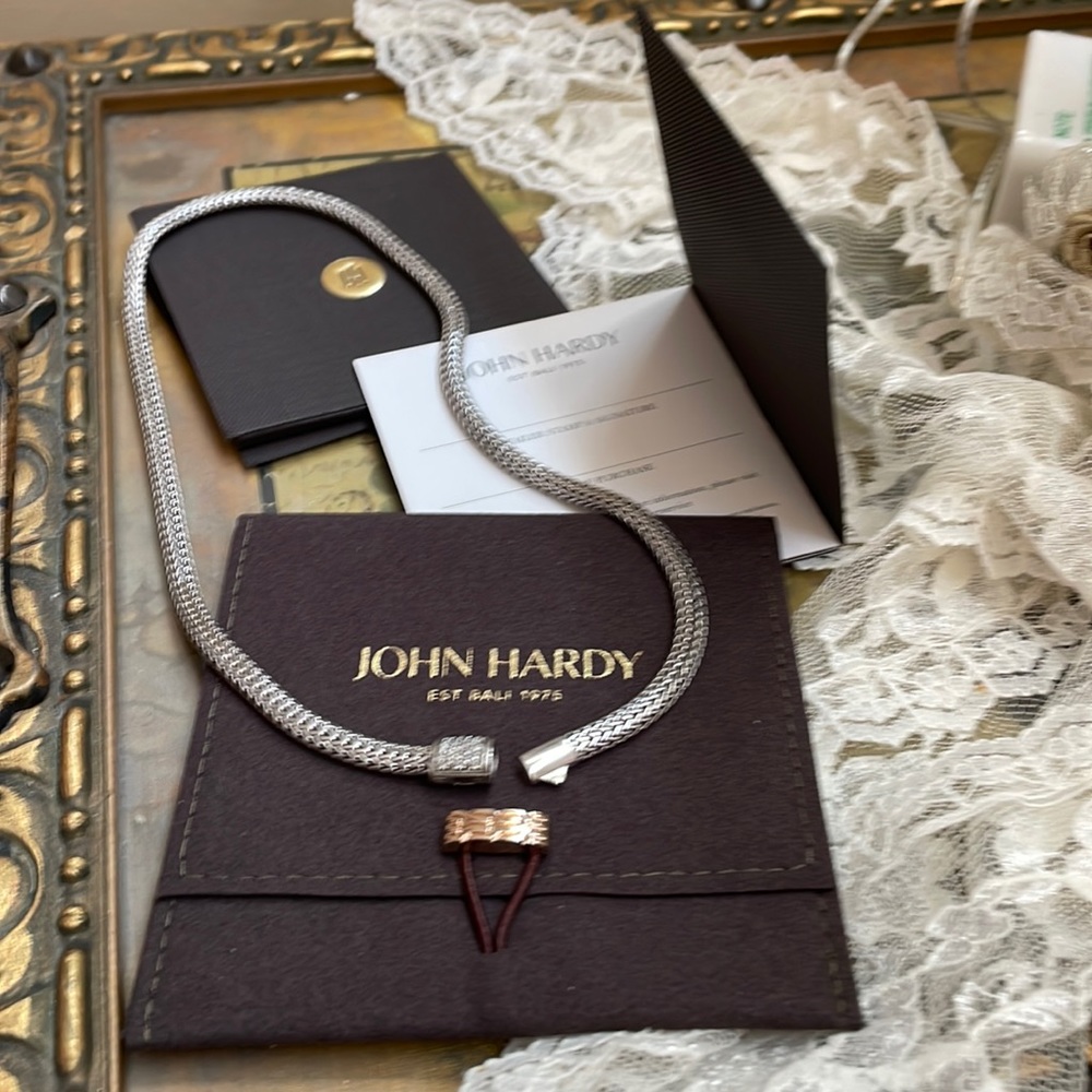 John Hardy Classic Sterling 18k Chain Necklace with diamonds